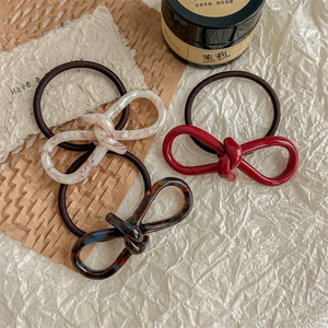 Acetate Bow Hair Ties High Elastic Knot Ponytail Holders Marble Tortoiseshell Pattern Hair Accessories For Women Daily