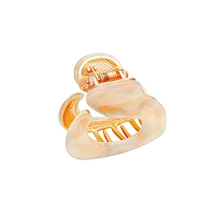 Elegant French acetate hair claw clip with marble texture in cream and orange