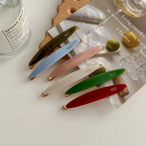 Elegant Cellulose Acetate Willow Leaf Hair Clip French Style Barrette Minimalist Duckbill Hairpin For Women Daily Accessory