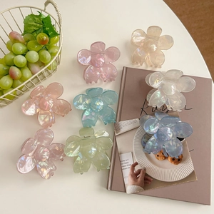 Lot de 8 pinces à cheveux en forme de fleur irisées aux couleurs nacrées pastel