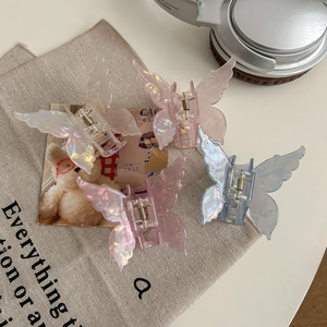 Lot de pinces à cheveux papillon en acétate de style français en rose et bleu nacré