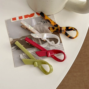 Barrette à Cheveux Nœud en Acétate de Cellulose Élégante Ruban Doux Pince Latérale pour Femmes Coiffure Quotidienne