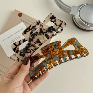 13cm large tortoise shell and marble acetate claw clips for thick hair with hollow design