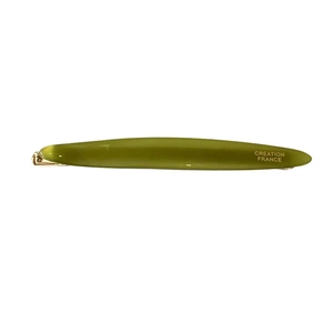 Elegant olive green acetate leaf hair clip with gold metal clasp for women