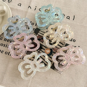 Elegant Iridescent Butterfly Hair Claw Acrylic Shark Clip For Women Hollow Butterfly Hairpin Fairy Styling Hair Accessories