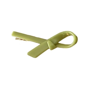 Pince à cheveux minimaliste en acétate vert olive avec base en métal doré pour femme