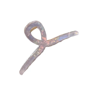 Iridescent lavender acetate hair claw clip with metallic spring for elegant styling