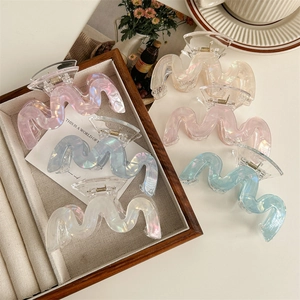 Pinces à cheveux en PVC irisé aux formes ondulées et couleurs variées avec ressorts chic
