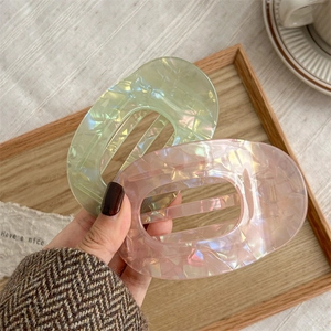 Elegant semi-circle hair claw clips with colorful marble texture for women