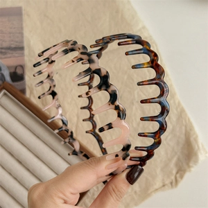 Acetate Wave Toothed Hairband Tortoise Shell Leopard Print Non-Slip Hair Hoop For Women Daily Washing Face Headwear