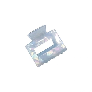 Iridescent square hair claw clip with pearlescent mermaid finish on white background