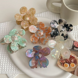 French Retro Elegant Flower Acetate Hair Claw Clip Large Floral Shark Clip Handmade Hair Accessories For Women Daily Commute