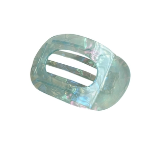 Iridescent acetate semicircular hair claw clip with rainbow pearlescent finish for women