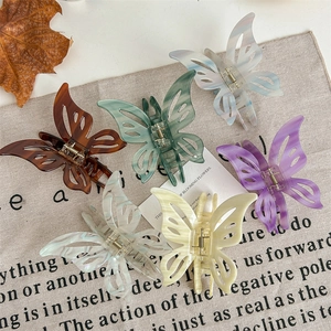 Acetate Butterfly Hair Claw Clip For Women Elegant Marble Striped Shark Clip Lightweight Non-Slip Hair Accessories Daily Wear Jewelry
