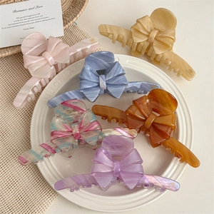 Large Acetate Bow Hair Claw Clip Elegant Butterfly Hair Jaw Clip Vintage Handmade Non-slip Hair Accessories For Women Thick Hair Styling Tool Gift