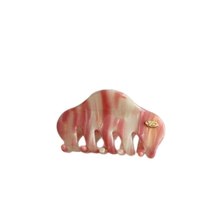 Elegant Danish pink and cream acetate hair claw clip with stylish marbled wave pattern