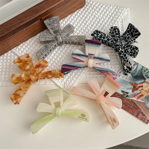 Set of 6 large acetate butterfly hair claws in various elegant patterns and colors