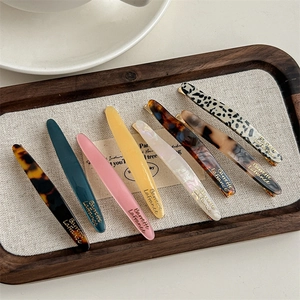 French Vintage Acetate Hair Clip Elegant Side Barrette With Golden Lettering Fashion Hair Accessories For Women Daily Styling