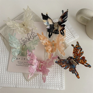 Pince à Cheveux Papillon Élégante en Acétate Ajouré Pince Requin Épingle à Cheveux de Mode pour Femmes Filles Accessoire de Tête Style Coréen