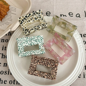 Vintage Acetate Geometric Hair Claw Clip Chic Rectangular Polka Dot Leopard Marble Pattern Hair Accessories For Women Daily