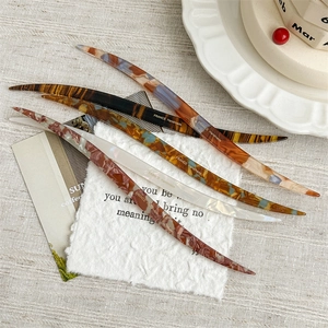 French vintage acetate hair sticks set in tortoiseshell and marble patterns