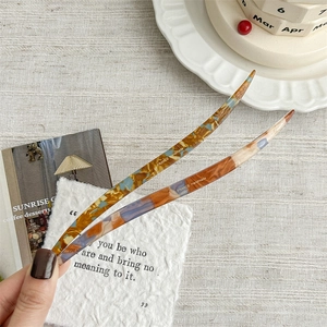 French vintage acetate hair sticks with marble texture for elegant bun styling accessories