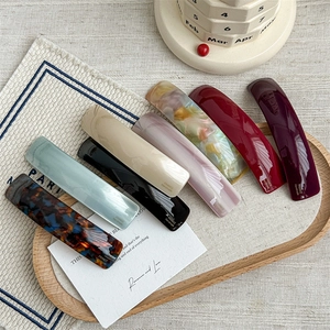 French Vintage Acetate Hair Clip For Women Geometric Marble Tortoiseshell Barrette Korean Minimalist Spring Clip Hair Accessories