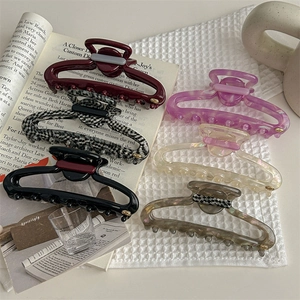 Large Cellulose Acetate Hair Claw Clips Hollow Out Shark Hair Clamps French Vintage Non-Slip Hair Grips For Women Styling Accessories