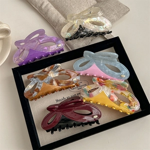Acetate Butterfly Hair Claw Clip Large Shark Clip For Women Elegant Marble Pattern Lacquer Finish Fashion Hair Accessory