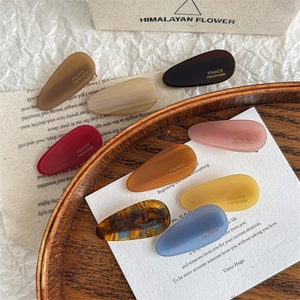 Set of 8 colorful acetate water-drop hair clips with vintage handmade French design style