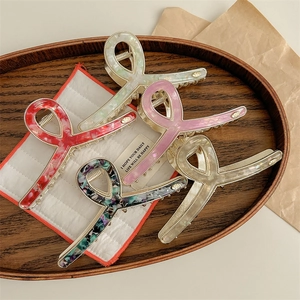 French Style Large Acetate Metal Hair Claw Clip Marble Pattern Non-Slip Elegant Hair Clamp Accessories For Women Gift