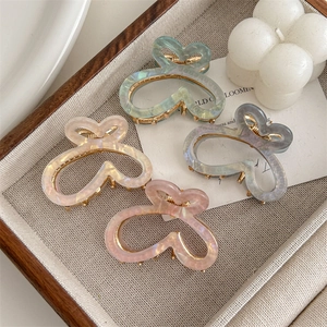 Iridescent Butterfly Hair Claw Clips Elegant Resin Gradient Animal Shape Hair Clips With Gold Metal Alloy Claw For Women