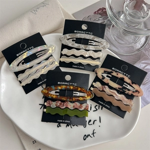 Ensemble de Barrettes en Acétate de Cellulose Minimaliste Français Ondulé et Ovale Creux Pince Latérale Rétro Mode Femme Bijoux de Tête