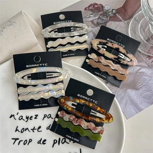 Lot de 3 barrettes minimalistes en acétate avec motifs tortue et marbre pour femme
