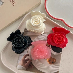 Élégante Pince à Cheveux Fleur de Rose en Résine Acrylique Pince Requin Florale pour Femmes Coiffage Quotidien Accessoire de Coiffure Style Français