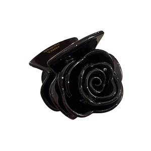 Pince à cheveux rose noire élégante avec lettrage doré pour coiffures mi-hautes