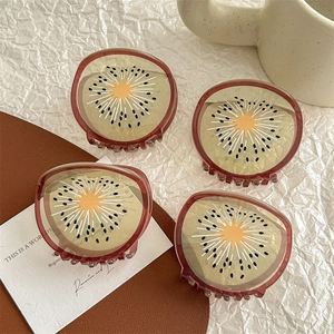 Lot de 4 pinces à cheveux créatives en acétate avec motif kiwi pour un style estival