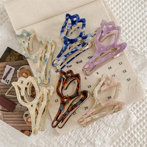 Pinza para el Cabello de Acetato de Tulipán Elegante Pinza de Tiburón Floral Grande Textura de Mármol Horquilla de Moda para Mujer