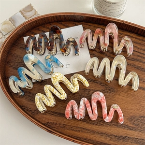 French Vintage Acetate Wave Hair Claw Clip Elegant Marble Texture Shark Clip Versatile Nonslip Hair Styling Accessories For Women