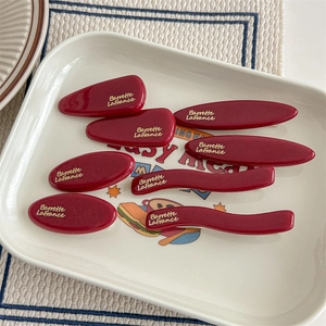 Eleganti Fermagli per Capelli in Resina Rosso Scuro Stile Francese Lettere Oro Ovale Goccia d'Acqua Onda Accessori Donna Ragazza