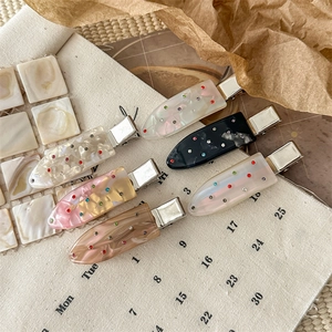 5-piece marble acetate hair clips with colorful rhinestones for women hair accessories