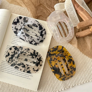 Vintage PVC Leopardenmuster Haarklammer Große Ovale Hohle Haarkralle Für Damen Dickes Haarstyling Mode Haarschmuck