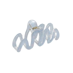 Iridescent light blue wavy hair claw clip in jelly color for summer hair styling