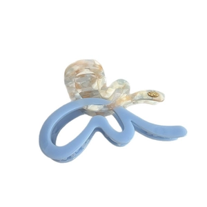 Pink and marble butterfly hair claw clip with golden logo for women's hairstyles