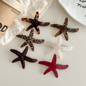 Ocean Series Starfish Acetate Hair Clip For Women Leopard Pattern Spring Clip High-end Hair Accessories Fashion Handmade Hairpins