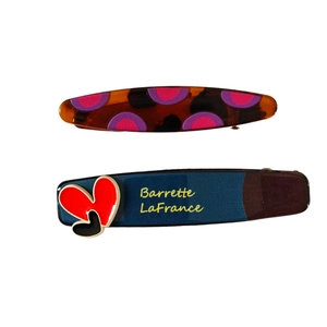 Barrettes à cheveux colorées en acétate avec motifs cœur et lettrage LaFrance