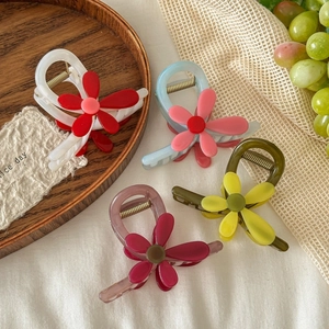 Pince à Cheveux Tournesol pour Femmes Doux Floral PVC Shark Clips Accessoire de Coiffure Haut de Gamme pour Cheveux Epais