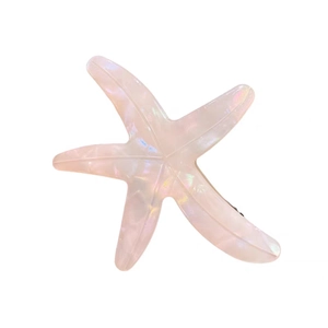 Starfish acetate hair clip in iridescent pink for women, sea-themed ocean style hair clip