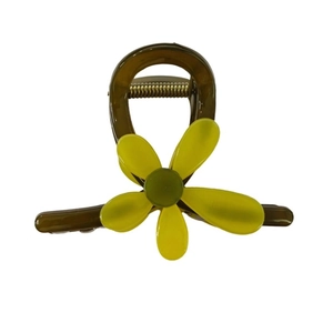 Pince à cheveux tournesol ambre élégante avec fleur jaune pour accessoires de cheveux