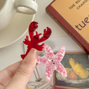 Pinces à cheveux mignonnes en acétate avec motifs de homard et d'étoile de mer